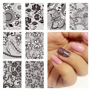 ZKO 1 PC DIY Nail Water Dekaler Lace Flower Designs Transfer Klistermärken Nail Art Sticker Tattoo Dekaler