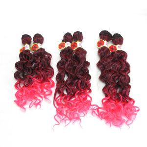Cheveux Noirs Rose achat en gros de Ombre Rose Licorne Couleur Smart Synthétique Trafi Hair Jerry Curl Crochet EXTENDUES DE CHEVEUX SYNTHÉTIQUE TRESSIONS DE TRÈS SYNTHES TISSEURS PERUCAS POUR NOIRES FEMMES