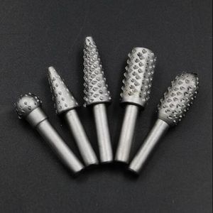 5pcs/set Carbide Cutter Rotary Burr Set CNC Engraving Bit Woodworking Rotary File Bur Burr Grinding Shank 6mm 1/4" For Dremel Rotary Tools