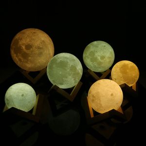Crafts 3D Magical Moon Lamp 2018 3D Magical LED Luna Night Light Moon Lamp Desk USB Charging Touch Control Gift
