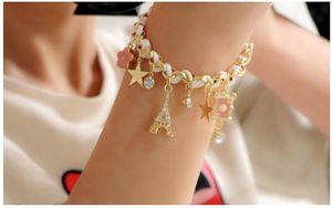 Koreansk Fashion Star Flower Poker Leather Rope Tower Crown Armband Anklet