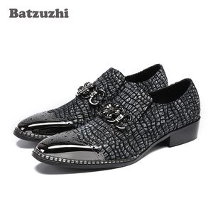 Batzuzhi Estilo Italiano Artesanal Sapatos Masculinos de Metal Ponta Homens Sapatos De Couro Crocodilo Padrão Preto Vestido Formal Sapatos Zapatos Hombre