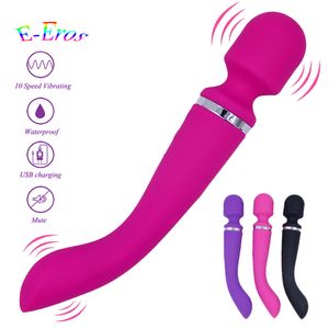 ORISSI 10 Speed Rechargeable Magic Wand Vibrator Body Massage G-spot Clitorial Stimulation Dual Vibrator Sex Toy For Women S18101905