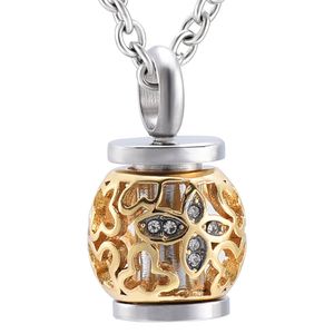 Cremation memorial ashes urn keepsake Special design crystal lantern stainless steel pendant necklace jewelry for women