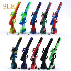 Tubo de rifle de silicone de 4,33 polegadas com tigela de metal tigela de metal pequena plataforma de óleo bonzel bongs de cera fumando tubos 420