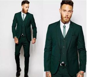 2018 Zielony Formalne Ślub Mężczyźni Garnitury Dla Groomsmen Nosić Trzy Piece Trim Fit Custom Made Groom Tuxedos Wieczór Party Suit Kurtka Pants Kamizelka