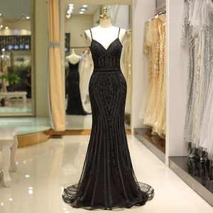 Wholesale two colors evening dresses for sale - Group buy 60720 Black And Champagne Two Colors Evening Dresses Spaghetti Sleeveless Mermaid Prom Gown Back Zipper Tiered Ruffle Size US2 Party Gown