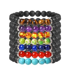 JLN Power Perlen Vulkanische Energie Armband 8mm Schwarz Lava Stein Rock Mit Tibet Zubehör Armbänder Für Männer Schmuck