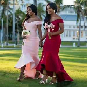 2019 Kapalı Omuz Merhaba Lo Gelinlik Modelleri Mermaid Saten Basit Düğün Konuk Elbise Parti Elbise Nedime Için Düğün Gelinlikler