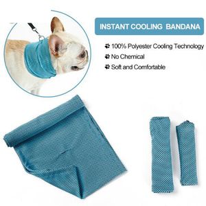 Ice Cooling Towel Bandana For Pet Dog Cat Scarf Summer Breathable Cooling Towel Wrap Blue Bows Accessories In Retail Bag Pack
