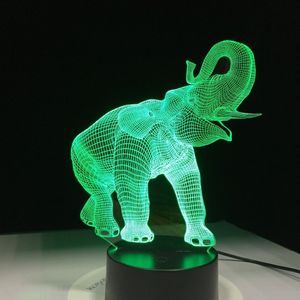 3D-Tischlampe, Nachtlicht, Tierform, Elefantenform, Berührungssensor, 7 Farbwechsel-LEDs