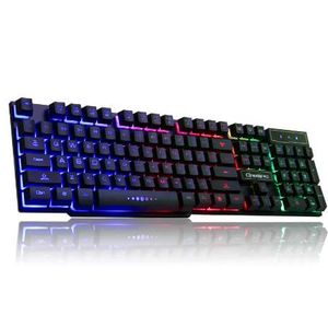 LOIOG Russian / English 3 Color Backlight Gaming Keyboard Teclado Gamer Floating LED Backlit USB Similar Mechanical Feel