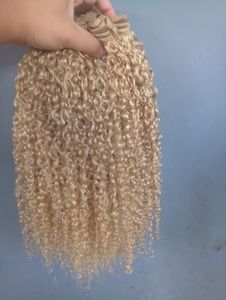 Бразильский человеческий девственник Remy Kinky Curly Hair Weft Blonde Color Unprocessed Baby Soft Extensions 100 г / комплект продукта