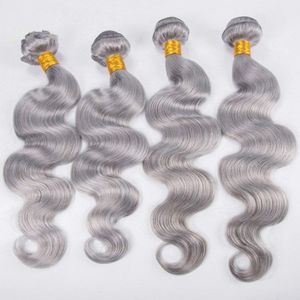 Пучки объемной волны Virgin Silver Grey Hair Weave Серые волосы Weaves 100% Человеческие девственные уток волос для чернокожих женщин