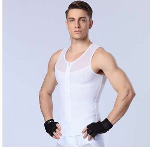 Slimming do zíper frontal dos homens camisetas Cintura masculina Espartilhos O ​​corpo dos corpors do corpo perde o peso