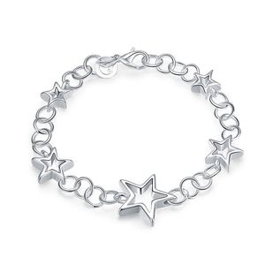 Cinco pulseira de estrela vazia - Adicionado Brand Sterling Prata Pulseira Banhado; Chegada nova moda homens e mulheres 925 pulseira de prata spb178