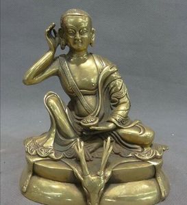 Chiński Pure Mosiądz buddyzm Arhat Milarepa Buddha Jeżdowa Głowy Statua