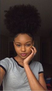 Kobiety Przedłużenie Włosów Krótki wysoki Afro Kinky Kręglarski Ponytail Natural Włosy Puff Drawstring Ponytails Kawałki Buns Peruca