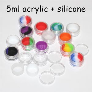 new 5ml acrylic wax containers silicone jar oil container silicone dab storage glass oil box with the free