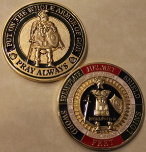 Free Shipping 20pcs lot,Armor of God Pray Always Military Challenge Coin