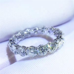 永遠愛好家 4 ミリメートルラボダイヤモンドリング 925 スターリングシルバージュエリー婚約結婚指輪リング女性男性パーティーアクセサリー