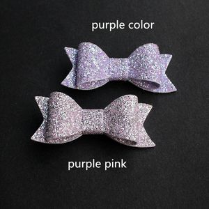 New Baby Hairpins Good Shinning Leather Hair Bows 6 pcs/lot Glitter Felt Kids Hair Clips Bowknot