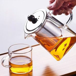 Clear Borosilicate Glass Teapot With Stainless Steel Infuser Strainer Heat Resistant Loose Leaf Tea Pot Kettle Set
