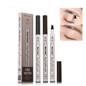 Liquid Eyebrow Pen 3 Colors Makeup Eyebrows Enhancer Music Flower Waterproof Tattoo Super Durable Eye Brow Pencil Four Head Cosmetics Tools