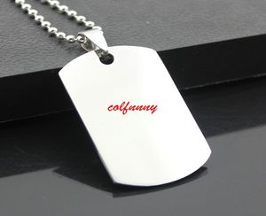 100 Pçs / lote Transporte Rápido 50 * 28 * 1.6mm Efeito Espelho de Prata de Aço Inoxidável Em Branco Plana Pet ID Tag de Cão de Metal Pingente F062506