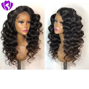 Top Quality natural Loose Wave short bob wig Heat Resistant side part Glueless Synthetic Lace Front Wigs for Black Women