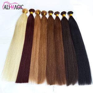 Fusion Hair Extensions 1g / Strands Remy Pre Bonded Keratin Hair Extension på Keratin Capsule Nail Hair 100s / Pack Double Drawn