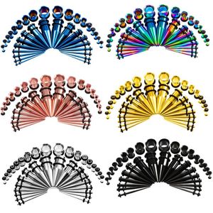 36Pcs/Set 6 Styles Hot Ear Gauge Taper And Plug Stretching Kits Flesh Tunnel Expansion Body Piercing Jewelry Earring 14G-00G G79L