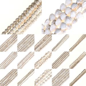 Ny DIY handgjord vit howlite stenpärlor spacer lös för halsband armband smycken gör 15 
