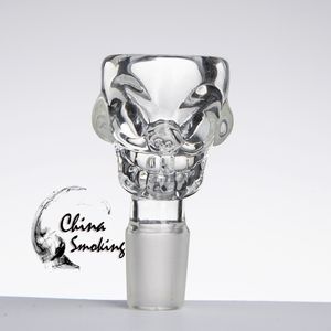 DHL Stor storlek Skalle Style Herb Holder Glass Bowl Färgglada 14mm 18mm Man För Glas Bong Vattenrör