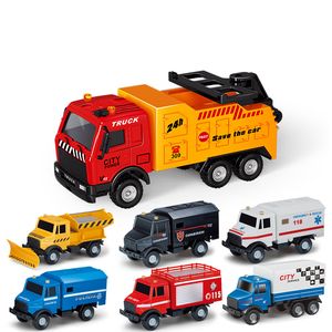 Giocattolo modello auto in lega, ambulanza, pala trattore, camion, autopompa antincendio, auto pull-back, per regalo di compleanno per bambini, collezione, decorazioni per la casa