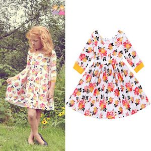 Odzież dziecięca Odzież dziecięca Dziewczynek Drukuj Sukienka 2018 Wiosna Z Długim Rękawem Princess Kwiat Dress Cotton Toddler Dresses Girl Odzież