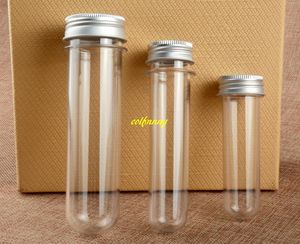 100 sztuk / partia Szybka wysyłka 100ml Transparent Maska Test Sól do kąpieli Pet Tube z aluminiowymi butelkami 100CC