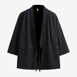 Macho tang terno literário vento cardigan vestes kimono linho solto casaco