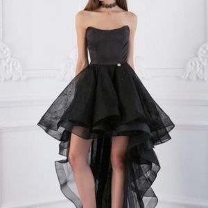 블랙 HI 낮은 짧은 고딕 웨딩 드레스 끈이없는 비공식 비 백색 간단한 신부 가운 boho 웨딩 드레스 사용자 정의 제작