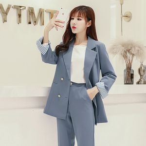 Nova moda feminina das mulheres terno ocasional de duas peças terno (jaqueta + calça) terno de escritório formal das mulheres suporte de personalização
