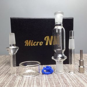 Micro NC mm Nector Collector Mini Small Nector Collectors Kit med Titan Nail Glass Tips Dabber Reclaim Straw Box NC01
