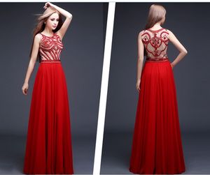 Katar 2024 Neue hochwertige rote formelle Abendkleider mit Rundhalsausschnitt und Reißverschluss, handgefertigt, mit Perlen und einem langen Absatz, Ballkleider HY134