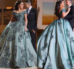 Elegancki Plus Size Off Ramię Suknie Wieczorowe Aplikacja Bliski Wschód Vestidos De Festa Party Dress Prom Formalna Pagewanta Suknie Celebrity Ball