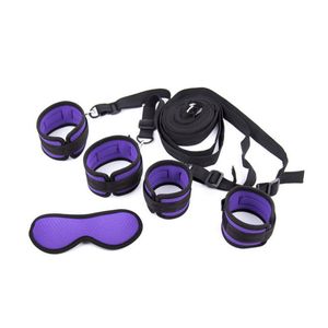 1 Pçs / lote Roxo sob leito Sexo Bondage Restripts S tornozle s blindfold adulto jogo de sexo brinquedos para casais y18100802