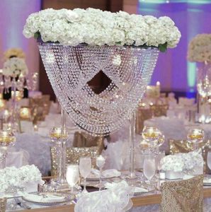 Forma oval Cristal Acrílico Frisado Frisado Partido Decoração Centerpieces Flor Stand Table Decor para evento de casamento