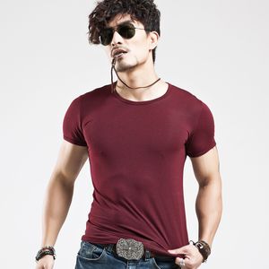 Homens Pure Color O-Pescoço T-shirt Render Upper Upper Letra camiseta para macho com mangas curtas roupas apertadas