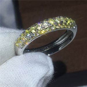 Charm lady 925 Sterling silver Filled ring Pave setting 5A Zircon Cz Engagement wedding band rings for women bridal