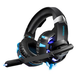 Onikuma K2A Gaming Headset PS4 Wired Stereo Game Headphones Casque Gamer Headset with Mic for Computer Laptop Phone LED Lights