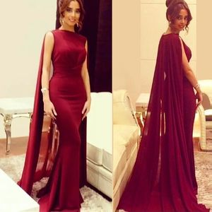 Dubai Mermaid Suknie Wieczorowe z Szal Moda Długość podłogi Arabskie Suknie Wieczorowe Fishtail Kaftan Długa sukienka Elegancka z Przylądkiem