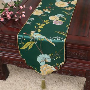 Jacquard elegant tjockna damastast bord löpare för bröllop jul middag fest bord dekoration silke satin bordsduk rektangel 230x33 cm